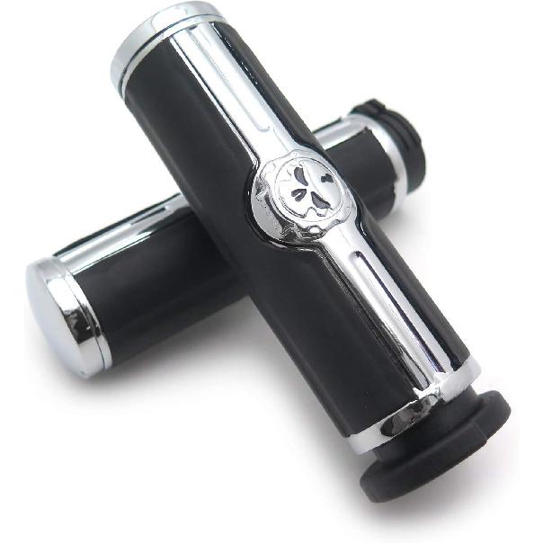 XKMT-Chromed Handlebar Skull Grips to Compatible with 96-07 Touring Models and96-later VRSC XL XR Dyna Softail(Except FLSTSE2/3 FLSTNSE and FXSBSE)