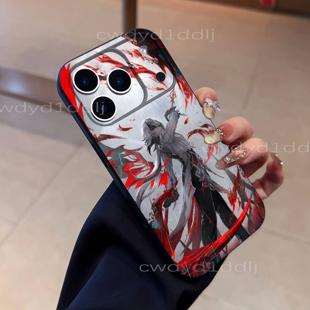 

Arlecchino G-Genshin Impact For iPhone 17,16,15,11,12,14,13 Pro Max Mini XS,XR,7 Plus 16E Air Soft Black Dustproof Phone Case iPhone17pro