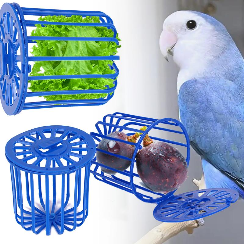1/2/3/5 Pcs Feeding Bird Vegetable Basket Blue Hanging Cage Auxiliary Food Basket Feeding Training Pet Parrot Cage Accessories