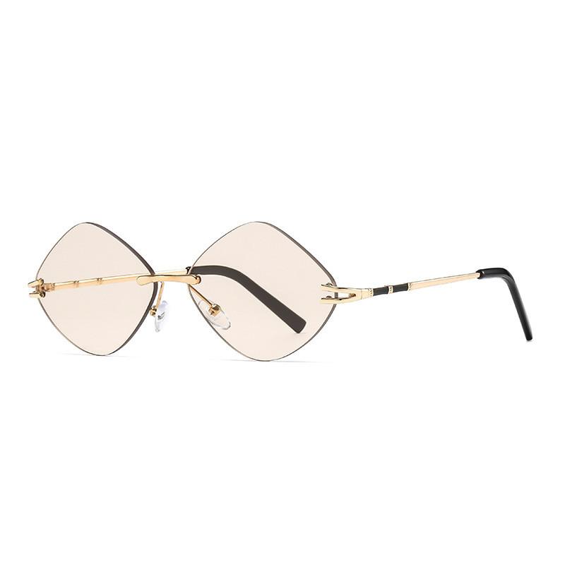 

Womens Geometric Noframe Sunglasses With Gradient Grey Lenses For Fashion And Driving Champagne