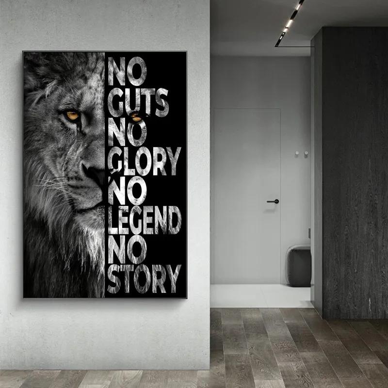 

The wall art of lion canvas posters in the dark