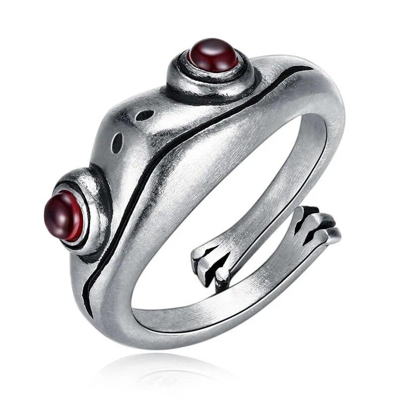 Cute Women Men Simple Design Rings Vintage Owl Frog Smiling Ring For Woman Girl Ancient Silver Color Retro Punk Jewelry Gift