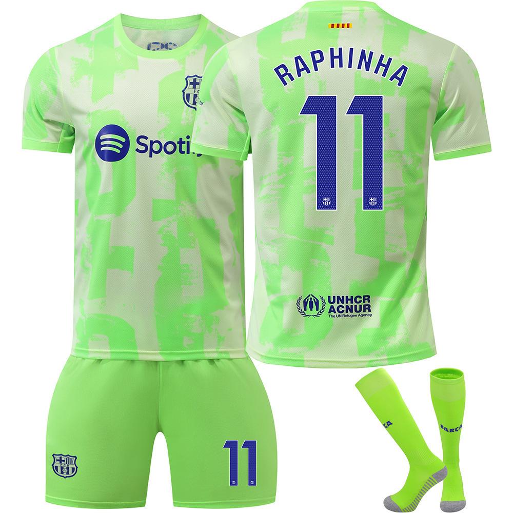 Youth and Children Adult Football Kit Sports Training Jersey Set with Socks 24/25 Barcelona Second Away Game