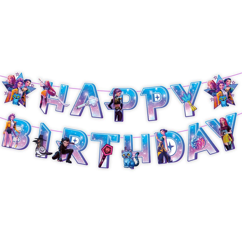 2026 hot K-POP Demon Hunters Birthday Party Decor Set, Banner Cake Topper Balloons Backdrop, Ideal Birthday Gift & Party Favors