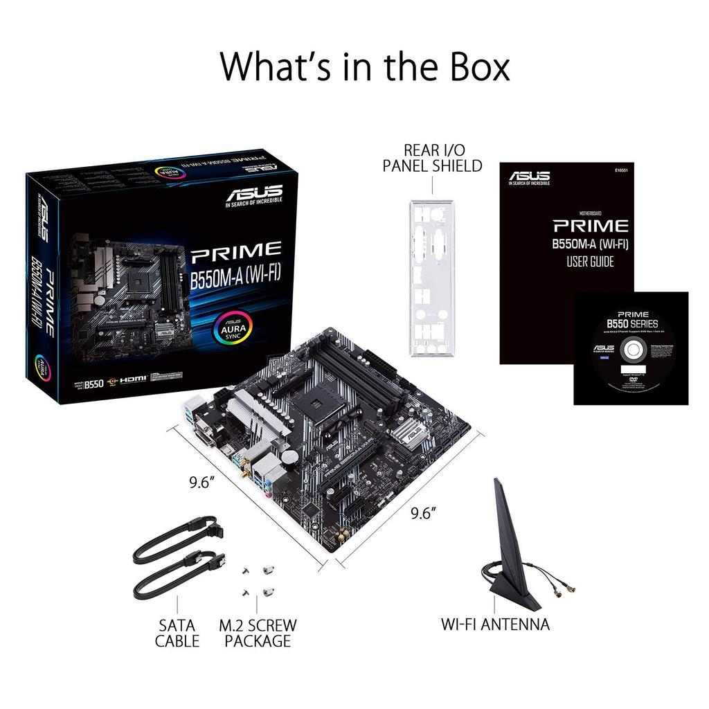ASUS AMD B550 AM4 Compatible Motherboard PRIME B550M-A (WI-FI) [MicroATX]