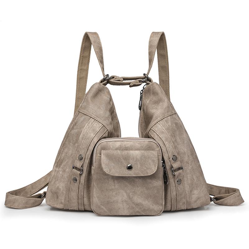 Fashionable Women's Handbag with Large Capacity Soft Leather  Simple Shoulder Bag Multiple Pockets Vintage Handbag Multi-functional Backpack