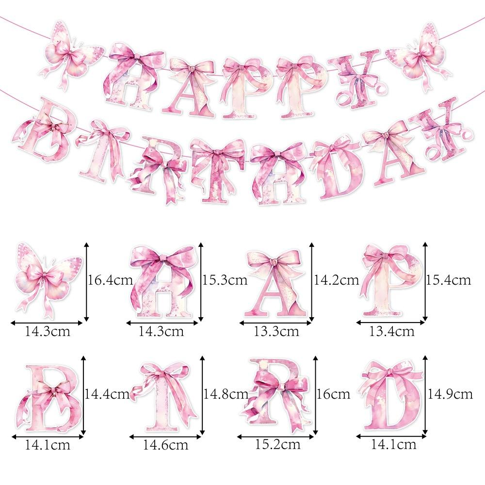 Bow Party Birthday Banner Girl's Birthday Pink Bow Spiral Pendant