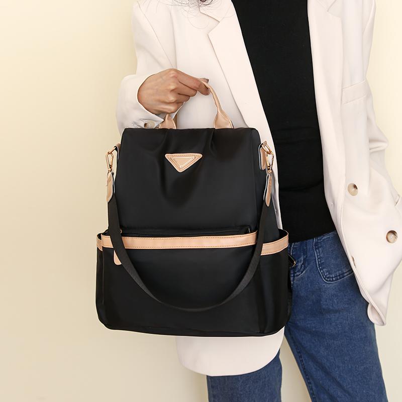 Backpack Women's Solid Color Commuter Backpack Large Capacity Contrast Color Bag