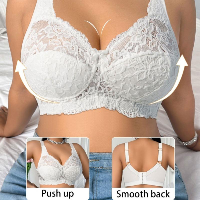 Lace Embroidery Comfortable Side Gathering Plus Size Sexy Daily Bra For Women