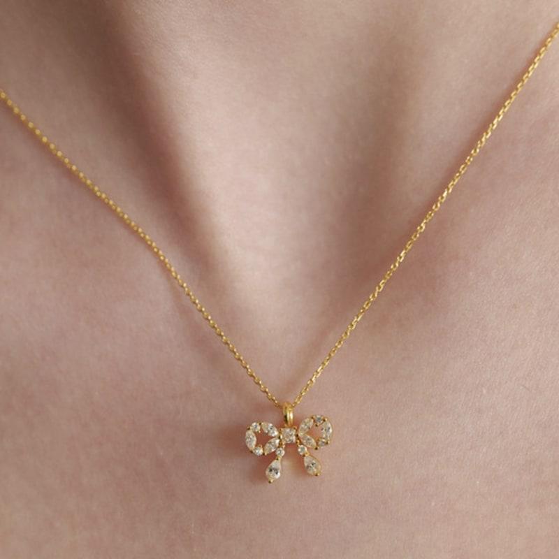 Tatiana (925 Silver) Cubic Ring Ribbon Necklace NZ2176