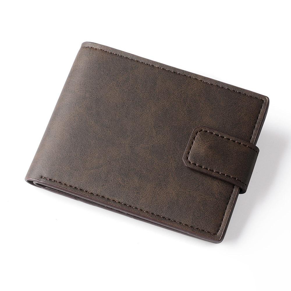 Casual with Multiple Card Slots Short Wallet Slim PU Leather Card Holder Purses Button Closure Coin Pouch Men