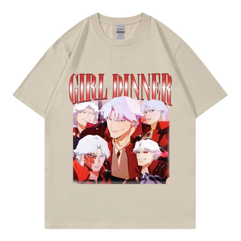 Devil May Cry 2025 Girl Dinner T-Shirt Herren Damen Kleidung Anime Spiel Grafik T-Shirts Gothic Mode Y2k Kurzarm T-Shirts