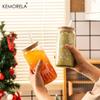 1/4PCS Christmas Glass Cup Beer Can Coffee Mug With Lid And Straw Xmas Tree Elk Tumbler 480ML Drinking Glassware Drinkware Gifts