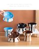 1pc Minimalist Style Contrasting Color Striped High Footed Pet Bowl Ceramic Cat Bowl Dog Bowl Anti Knock
