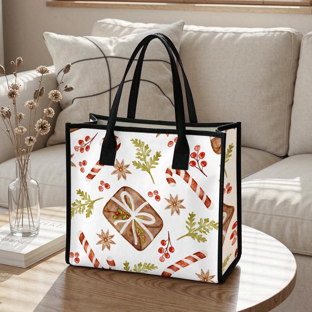 Christmas Printed Large Tote Bag Daily Casual Handbag Shopping Gift Carry Bag
