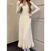 Early Autumn Knit Slimming Fishtail Skirt and Sweater Dress Set