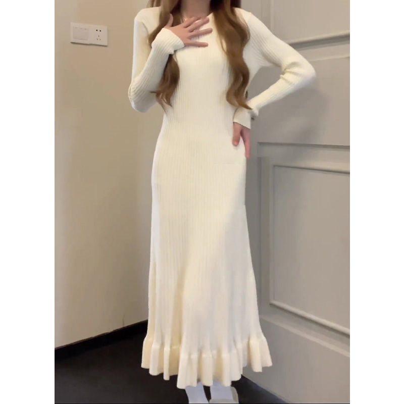 

Early Autumn Knit Slimming Fishtail Skirt and Sweater Dress Set L
