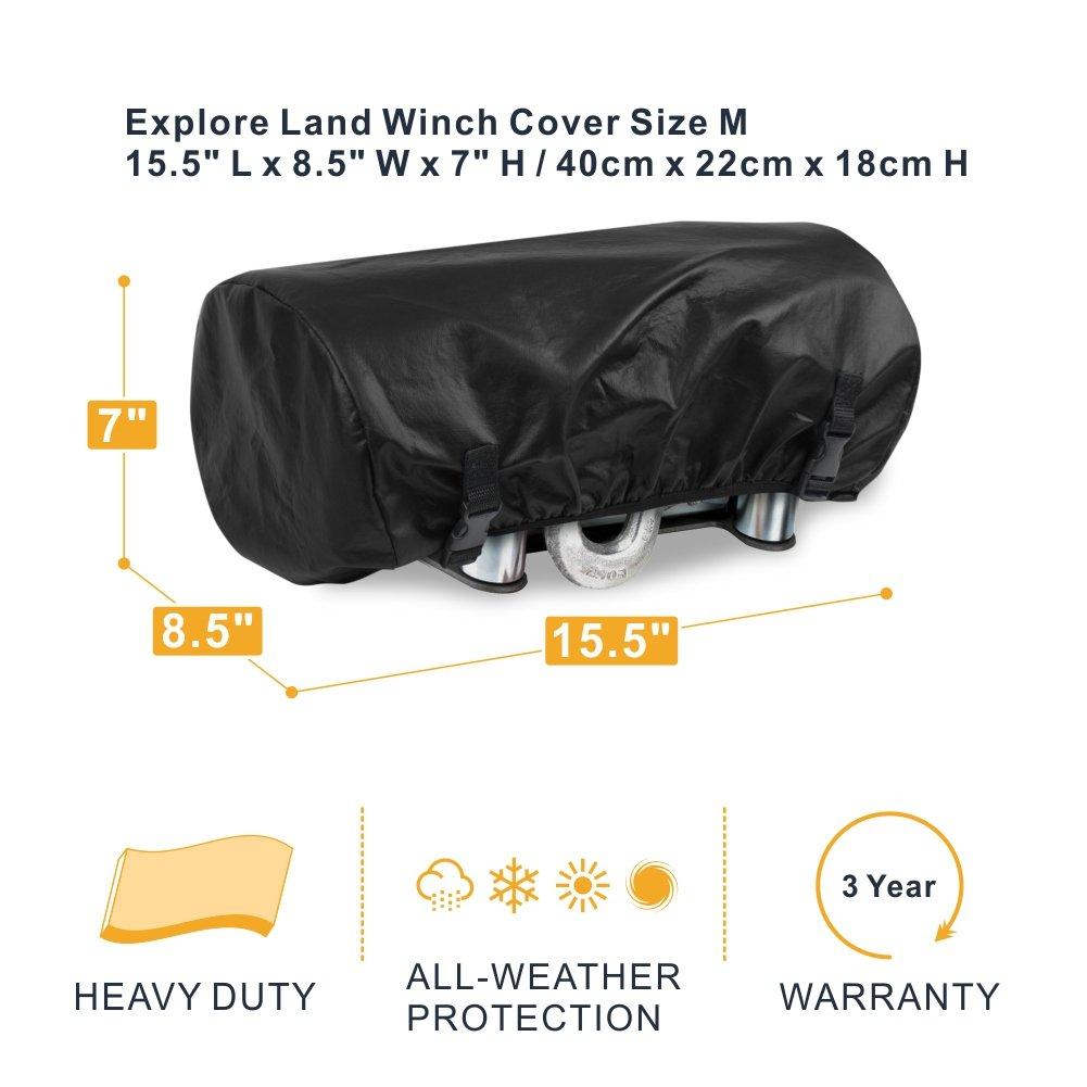 Explore Land Waterproof Universal Winch Cover Dustproof Winch Cover x x 7 inches Fits Electric Winches up to lbs - 15.5 8.5 - 4.4