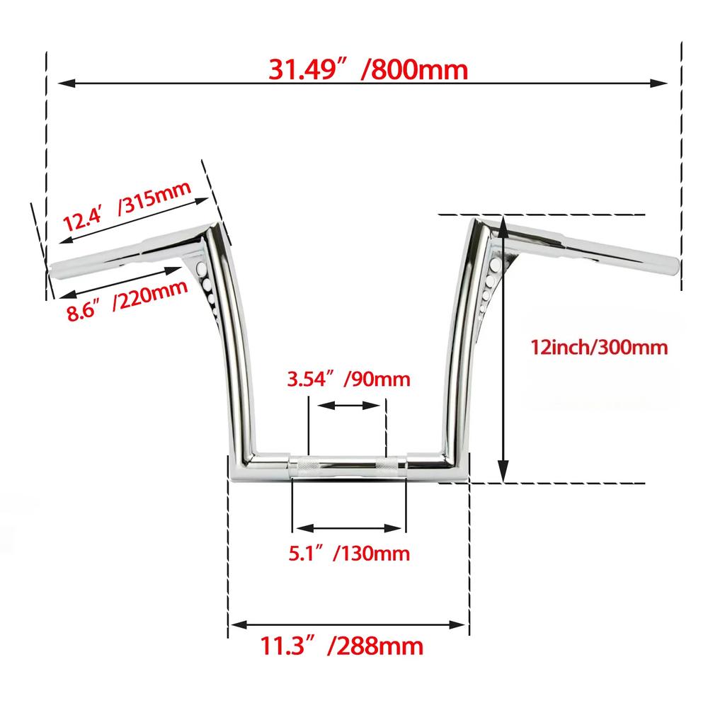 10" 12" 14" 16" 18" Ape Hanger Handlebar 25mm for Harley Sportster Dyna Softail Electra Glide Touring Motorcycle Rise Handlebars