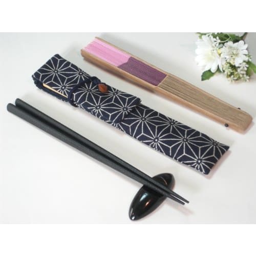 Handmade Workshop FUJITA - Folding Fan Case with Hemp Leaf Pattern - Can Also Be Used As a Chopstick Case! Folding Fan Case, Folding Fan Bag, Chopstic