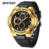 Sanda Men's Trendy Outdoor Sports Watch - Waterproof, Luminous, Multifunctional with Dual Display & Alarm.