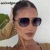 Steampunk Vintage Square Sunglasses Women  Luxury Brand Trendy Metal Polygon Double Beam Sun Glasses Outdoor Shades UV400