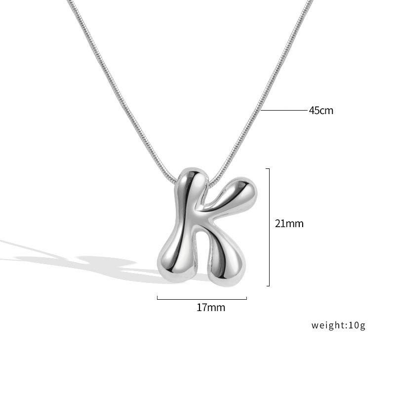 VENTFILLE 925 Sterling Silver 26 Letters Necklace For Women Gift Smooth Cute Balloon Jewelry Accessories Dropshipping Wholesale
