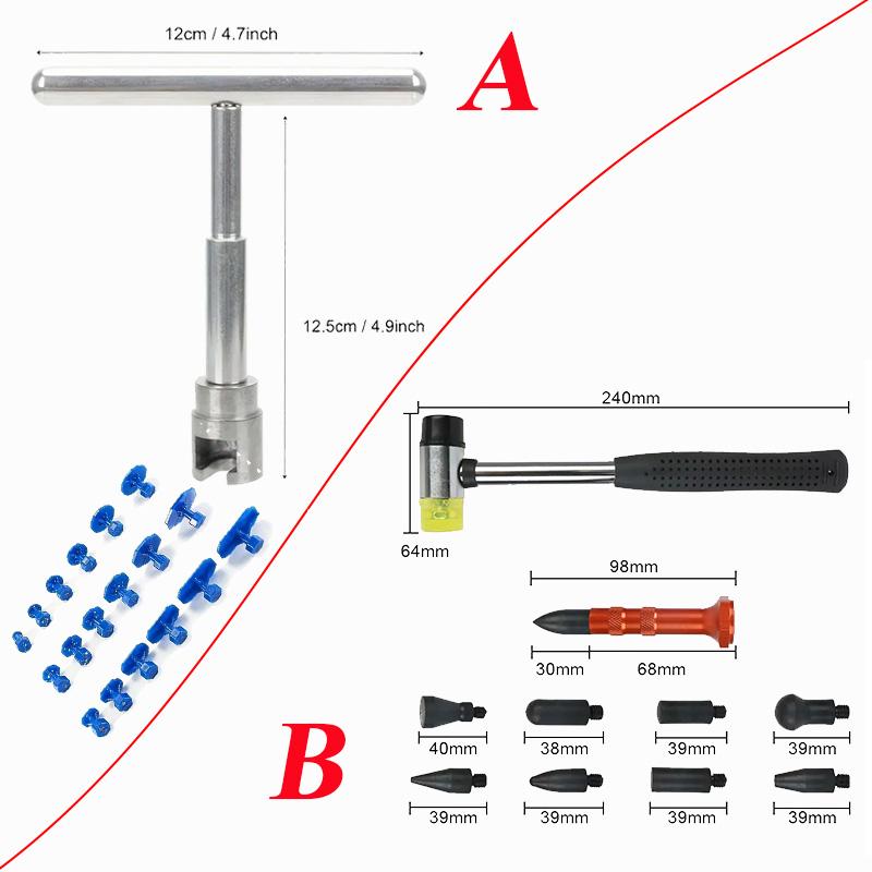 Car Dent Puller Repair Tools Body T-Bar Dent Remover Sheet Metal Multiple Size Suction Cup Puller Hand Tools Set