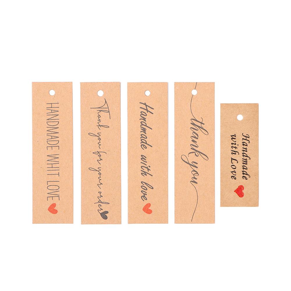 Ornament Enclose 10M Strings Handmade With Love “Merci” Labels Thank You Hanging Tags Kraft Paper