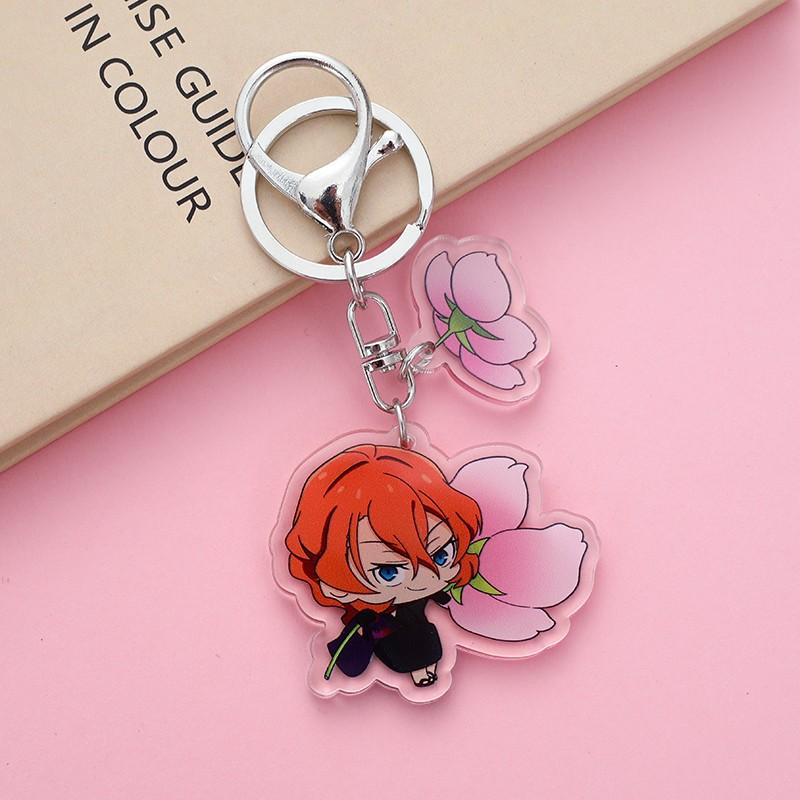 17Pcs Anime Figures Bungo Stray Dogs Acrylic Car Keychain Cute Backpack Pendant Bag Charms Accessories Decoration Holiday Gifts