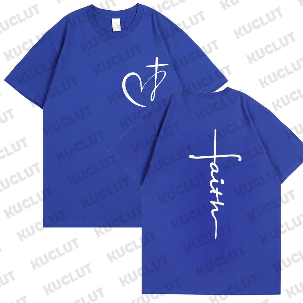 Women's Summer T-Shirt Heart Cross Shirt Fashion Print T-Shirt Women Brand Shirt Short Sleeve Top Faith Jesus Tee Shirt Clothing