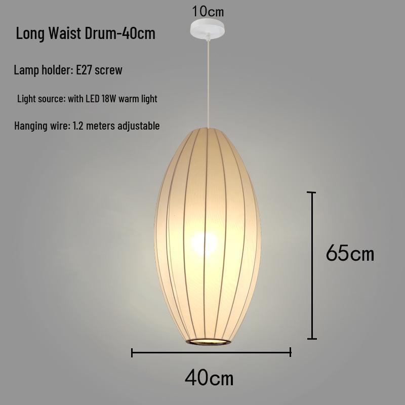 Zen Lantern: Japanese Silk Fabric Pendant Light for Bedroom, Dining Room, and Bar