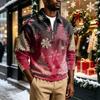 Men's Casual Christmas Print Collared Sweatshirt for Holiday