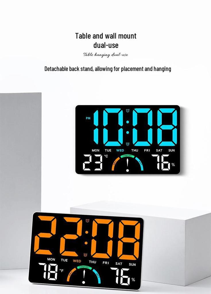 Large LED Wall Clock with Stand, Digital Multifunction GH9008