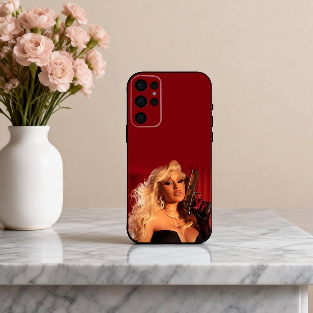 Selbstbewusste C-Cardi B Sängerin Handyhülle Für Samsung S25,24,23,22,30,21,10,9,Ultra,Plus,Lite,FE,4,5 G Weiche Schwarze Hülle