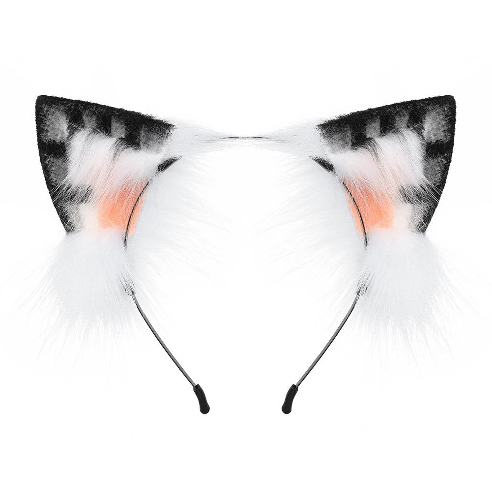 

Cute Plush Tabby Three-Flower Cat Beast Ear Tail Comic Show Cosplay Cat Headband Cat Tail Set Props