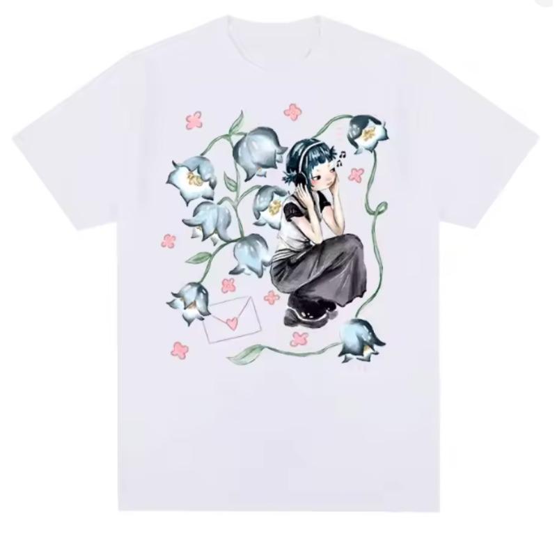Lily of The Valley Girl Vintage Tshirt Cute Cartoon Anime Women New Tee Tops Harajuku Female Japanese Y2k Vintage Tee Shirt S