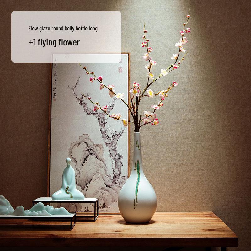 Zen Dried Flowers Vase Ornament for Dining Table, Entrance Hall, Living Room, or TV Cabinet