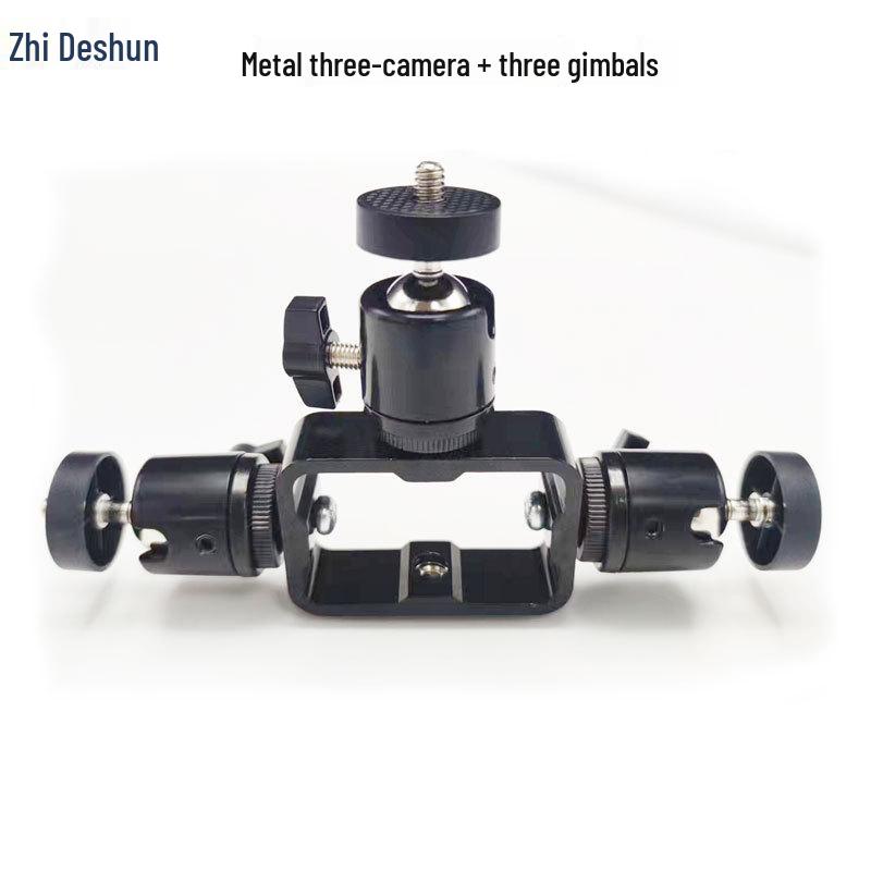 Metal Camera Phone Stand for Live Streaming with Adjustable Three-Position Bracket and 1/4 3/8 Screw Holes