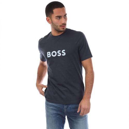 BOSS Mens Logo Printed Cotton Regular T-Shirt
