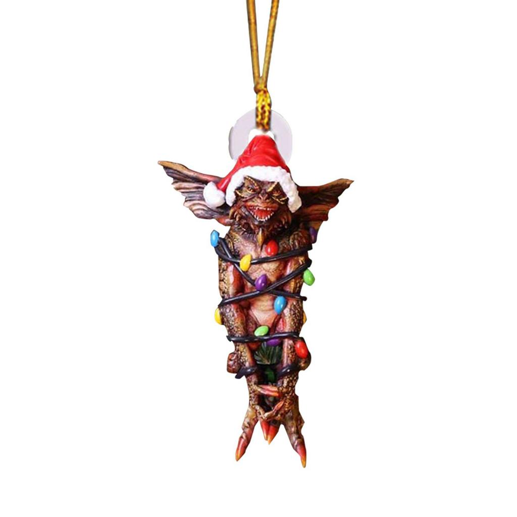 Gizmo Christmas Gremlins Fairy Acrylic Santa Hat Pendant Xmas Tree Hanging Decor
