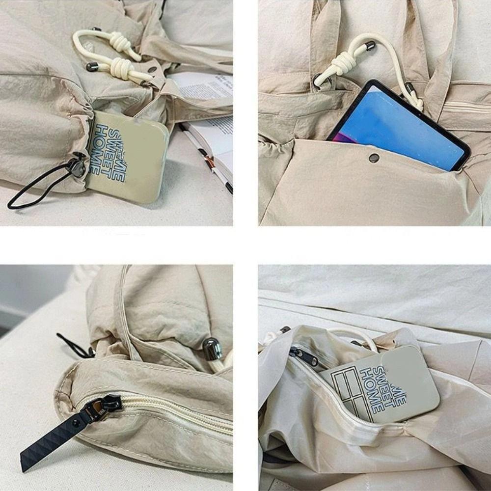 Korean Style Nylon Tote Bag Casual Nylon Shoulder Bag Portable Lightweight Eco Bag Vacation