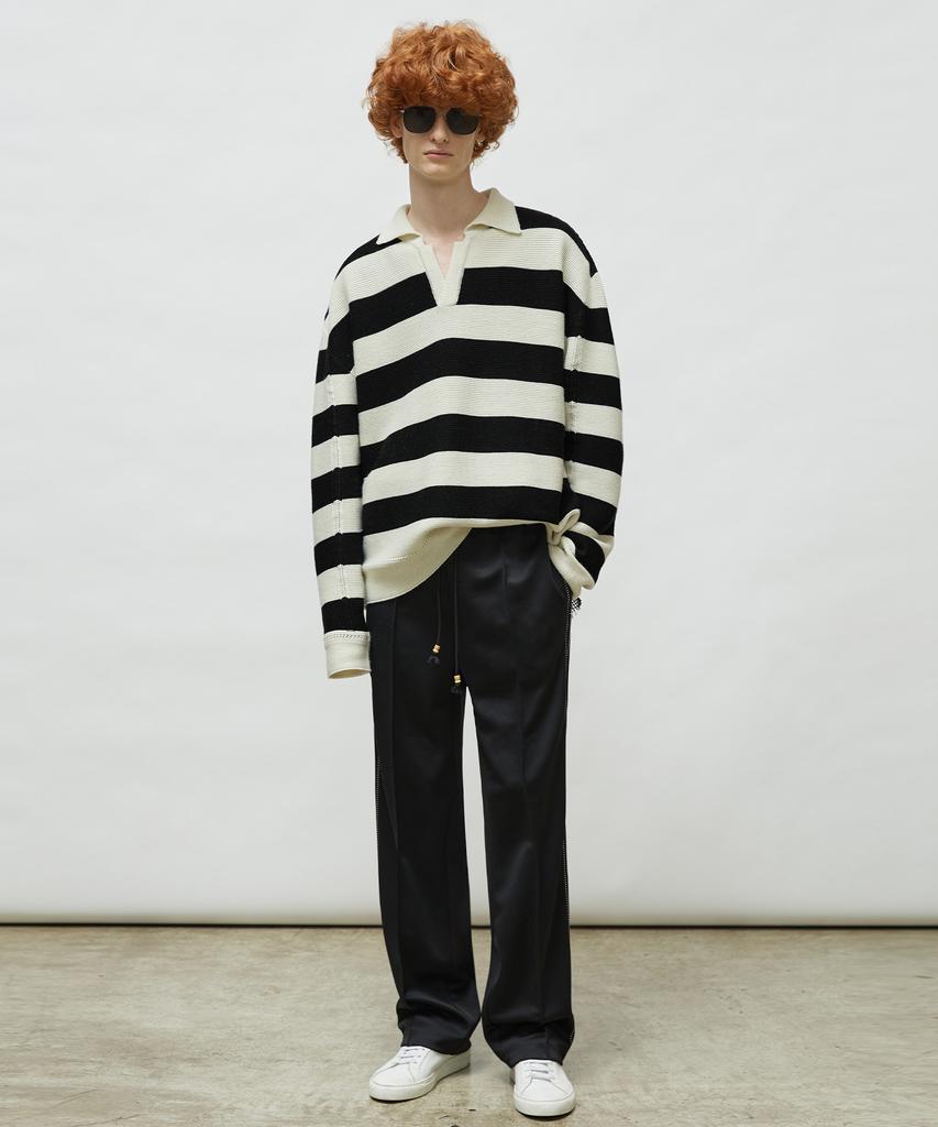 LMOOD Preppy Striped Pullover Knit Cream