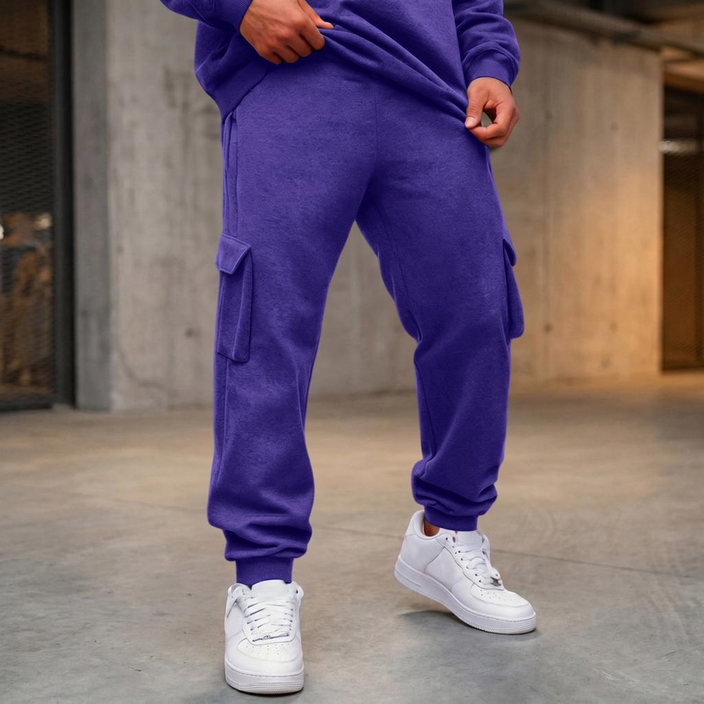 Herren Cargojogginghose mit 4 Taschen, Elastischer Bund mit Kordelzug, Lockere Passform, Verjüngtes Bein, Lässige Arbeitshose