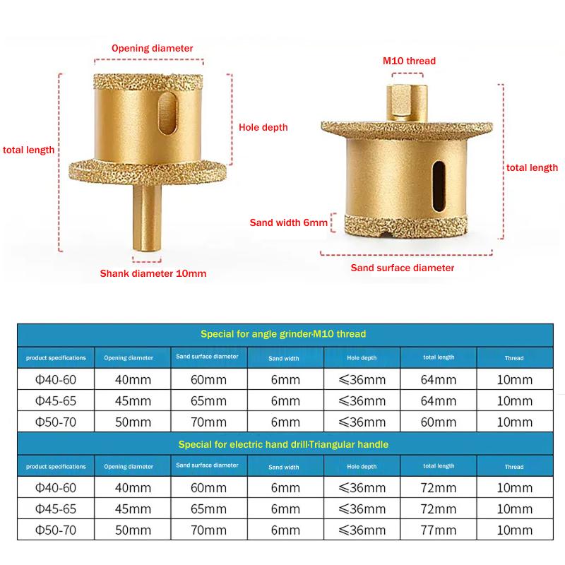M10 Brazed Diamond Washbasin Core Drill Bit Hole Opener Table Basin Tool For Granite Marble Tile Drilling Cutter