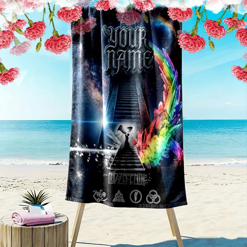Name Custom Band Led-Zeppelin Print Beach Towel, Large Soft Quick Dry Towel for Beach Camping Swimming