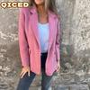 Giacche Casual Vintage da Donna a Manica Lunga con Collo Polo e Stampa Monocolore Autunno Inverno Design Unico & Cappotti