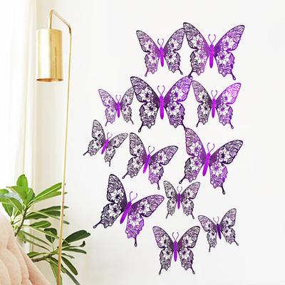 10 Farben Schmetterling Wandaufkleber 12 Stück Glitzerndes Perlpapier DIY Ausschnitt Abziehbilder für Heimzimmer Dekoration