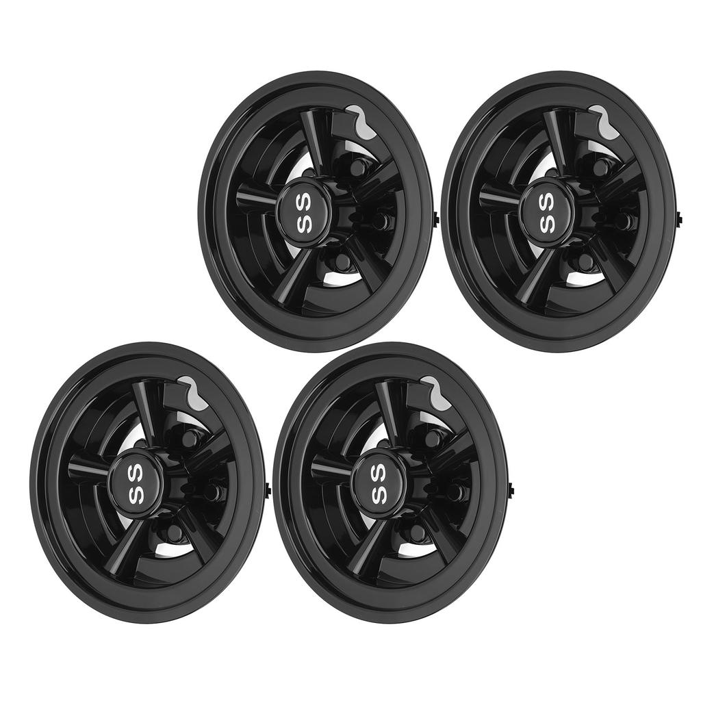 4Pcs Golf Cart Wheel Hub Cap 8 Inches Glossy Black Wind Resistance Reduction Wheel Hub Cover Replacement for E‑Z‑GO