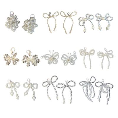 Elegantes Pérolas Contas Bowknot Sapatos Clipes Moda Sapatos Pendurados Decoração Sapatos Acessório para Calçados Femininos